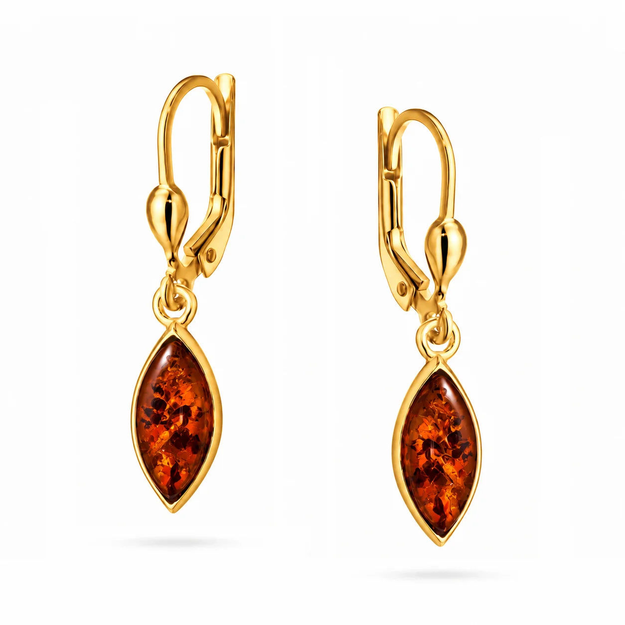 Orecchini in Argento Dorato con Ambra Ovale
