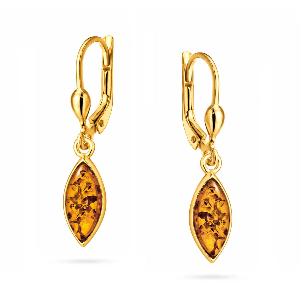 Orecchini in Argento Dorato con Ambra Ovale