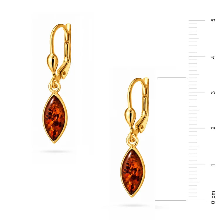 Orecchini in Argento Dorato con Ambra Ovale