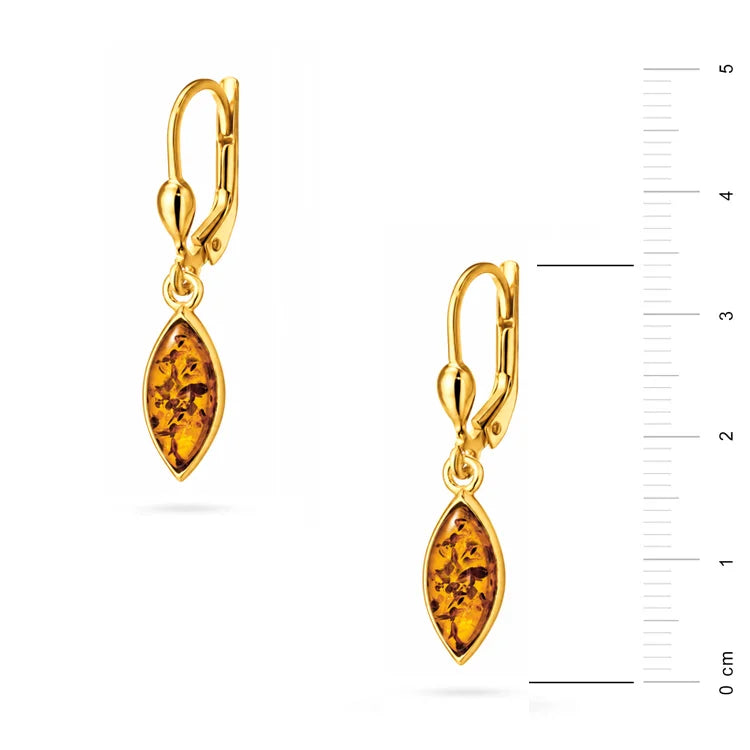Orecchini in Argento Dorato con Ambra Ovale