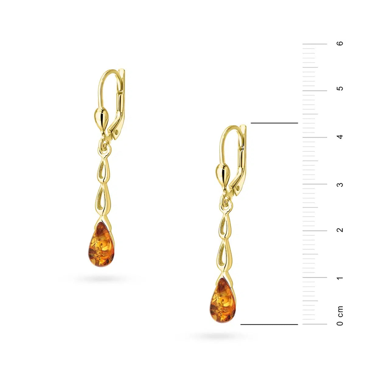 Silver Earrings for Women with Golden Amber