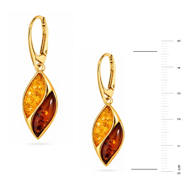 Orecchini in Argento Dorato con Ambra Bicolore