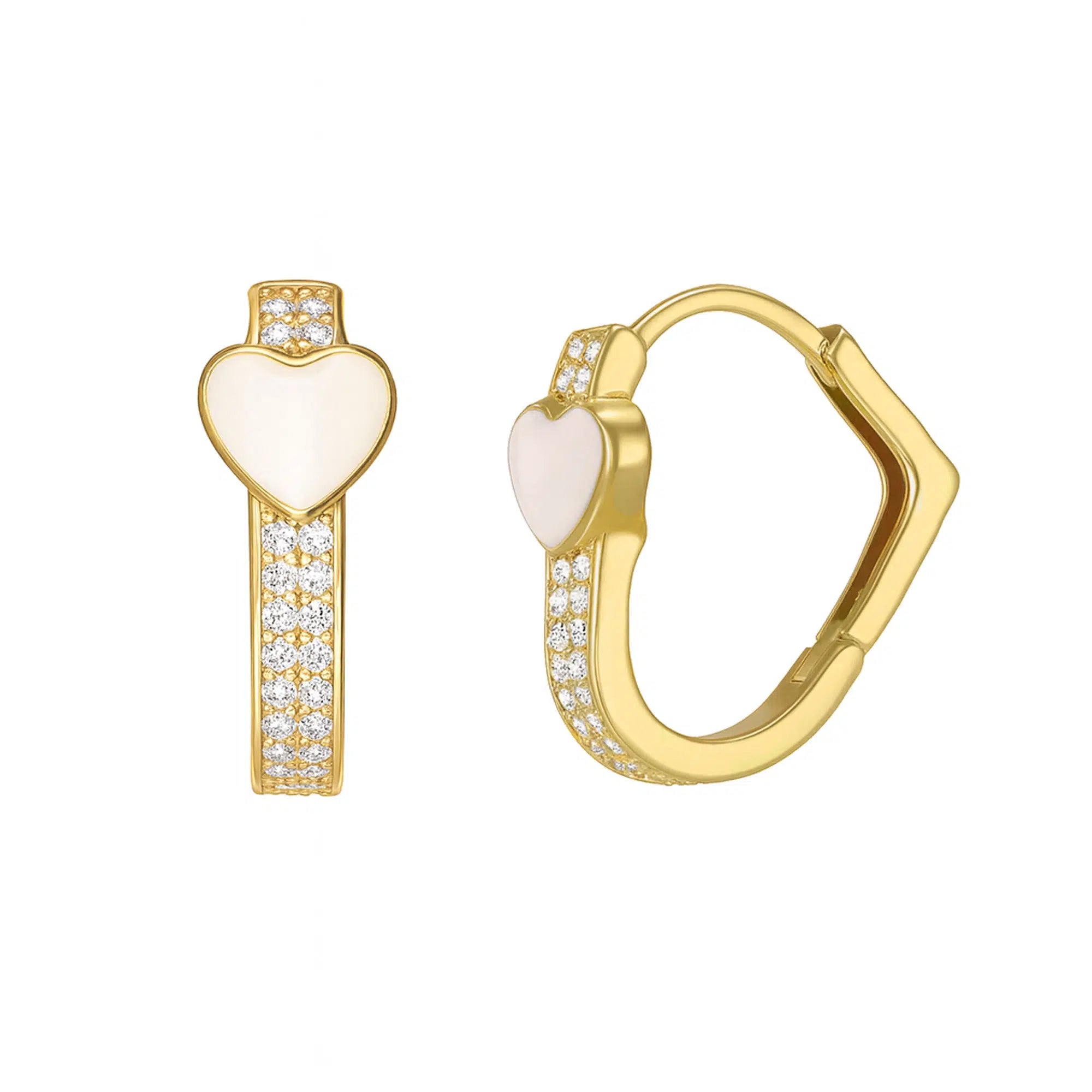 Orecchini in Argento con Cuore Smaltato e Zirconi