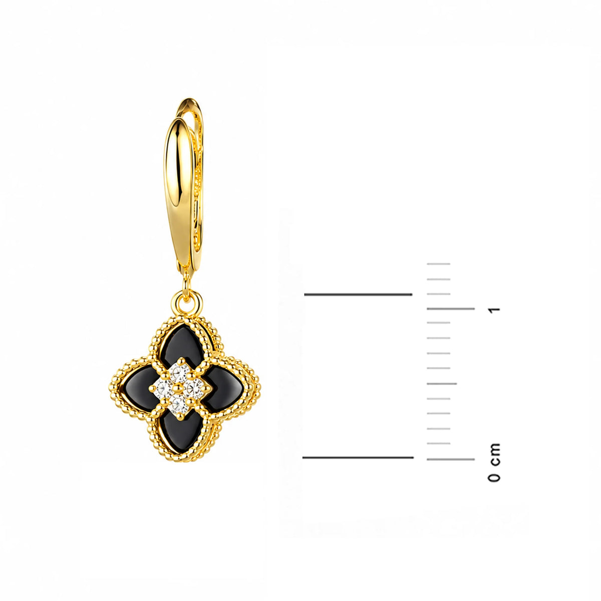 Boucles d'oreilles fleur dorées avec onyx