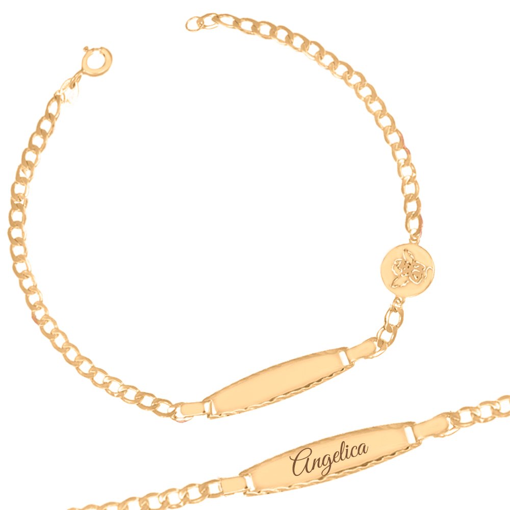 Bracciale in Oro con Angioletto e Piastrina Incidibile