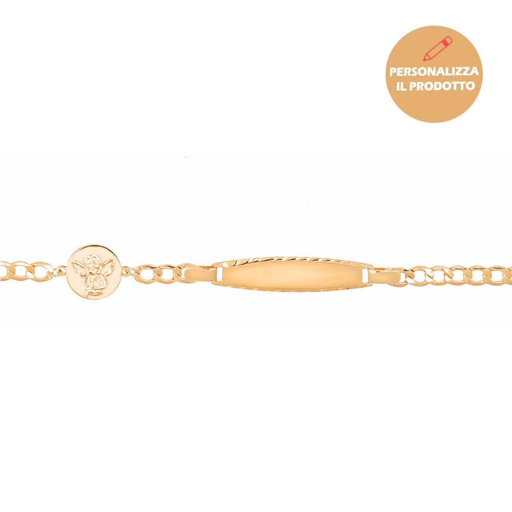 Bracciale in Oro con Angioletto e Piastrina Incidibile