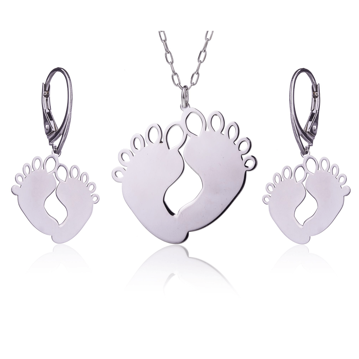 Set with Rhodium-Plated Feet