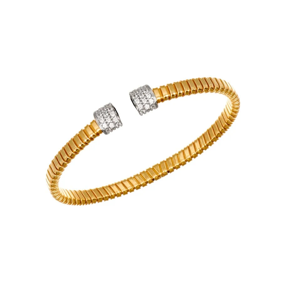 Bracciale rigido in Argento Dorato con Zirconi