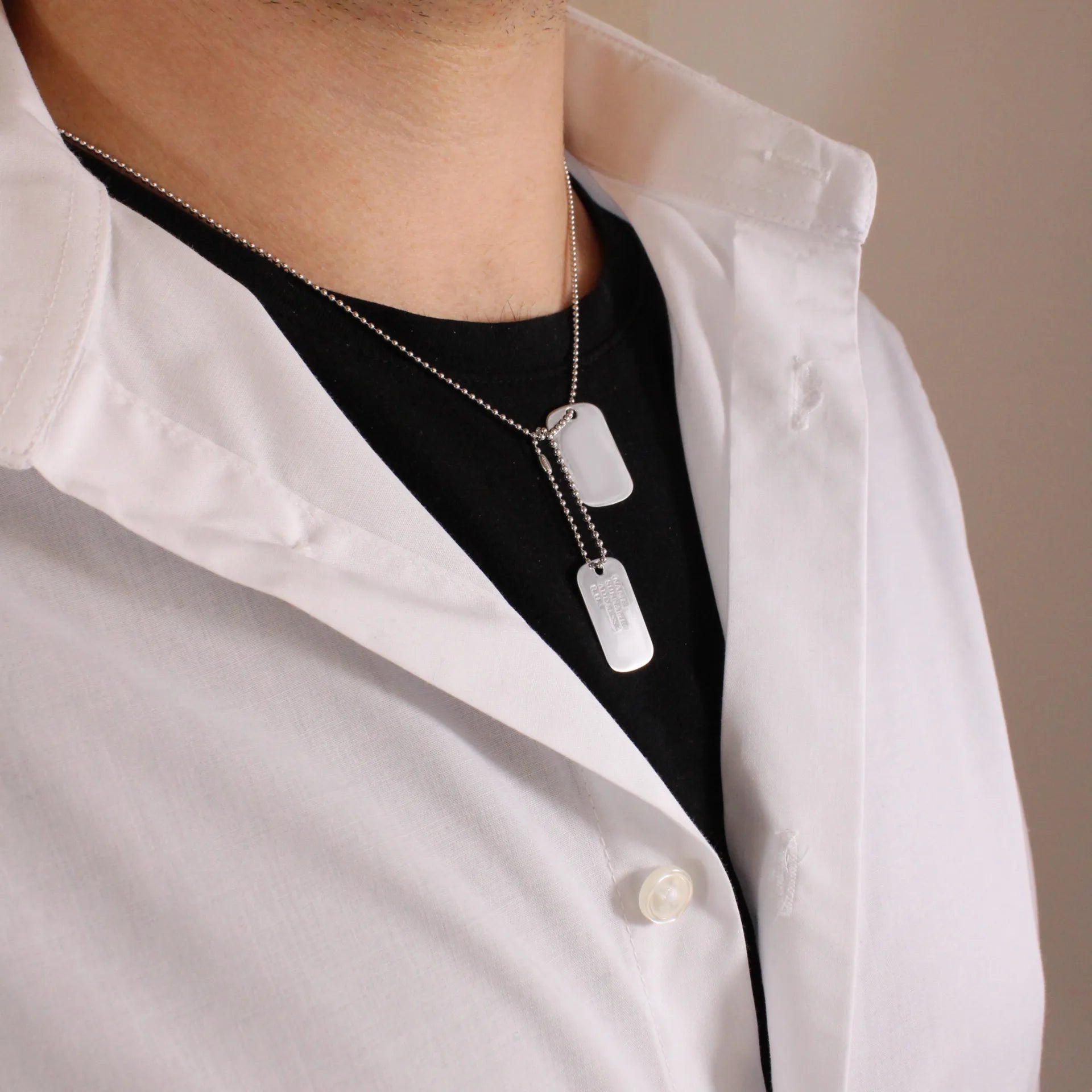 Military Necklace with Double Engravable Dog Tag