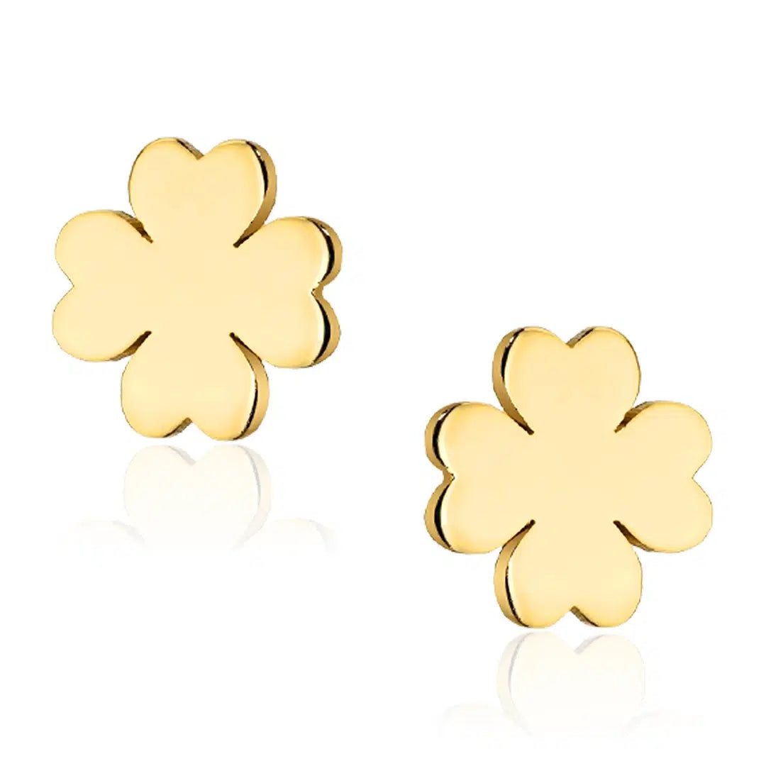 Orecchini in Oro con Quadrifoglio Liscio