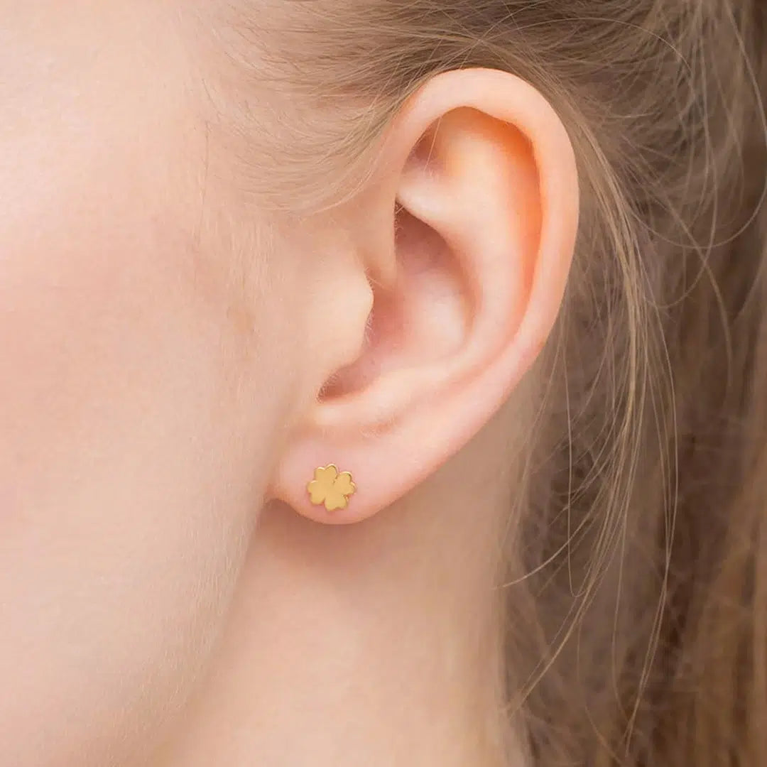 Orecchini in Oro con Quadrifoglio Liscio