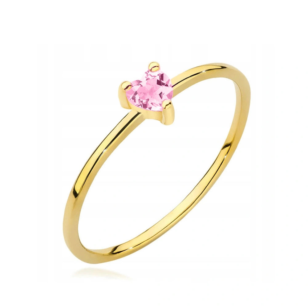 Anello Cuoricino in Oro con Zircone Luminoso