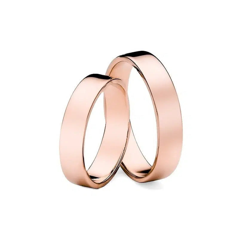 Alianzas de boda clásicas planas de oro rosa 4 mm