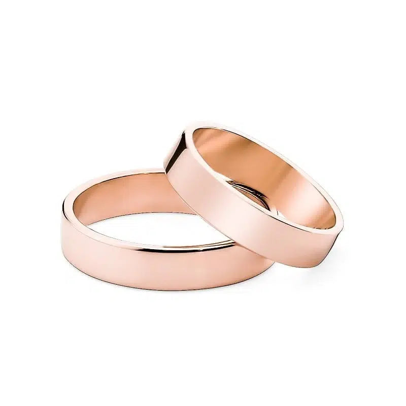 Alianzas de boda clásicas planas de oro rosa 4 mm