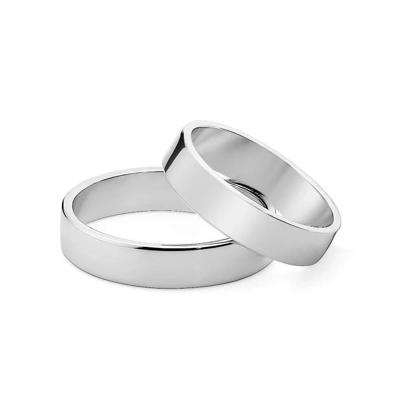 Alianzas de boda clásicas planas de oro blanco 4 mm