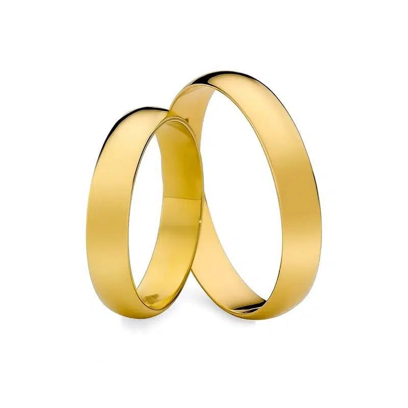 Alianzas de boda clásicas semicirculares de oro amarillo 4 mm