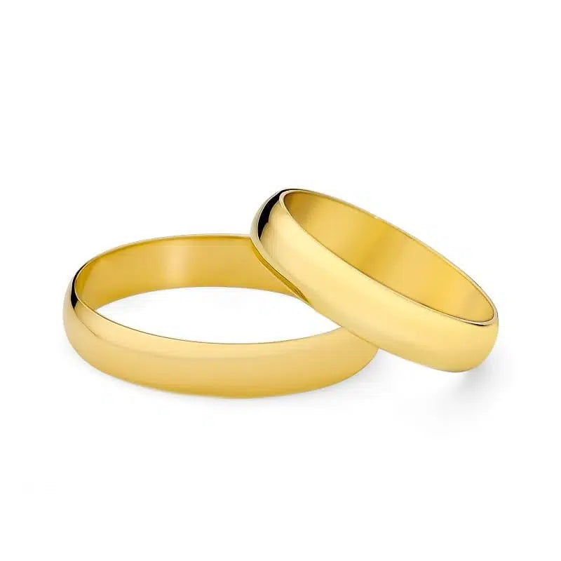 Alianzas de boda clásicas semicirculares de oro amarillo 4 mm