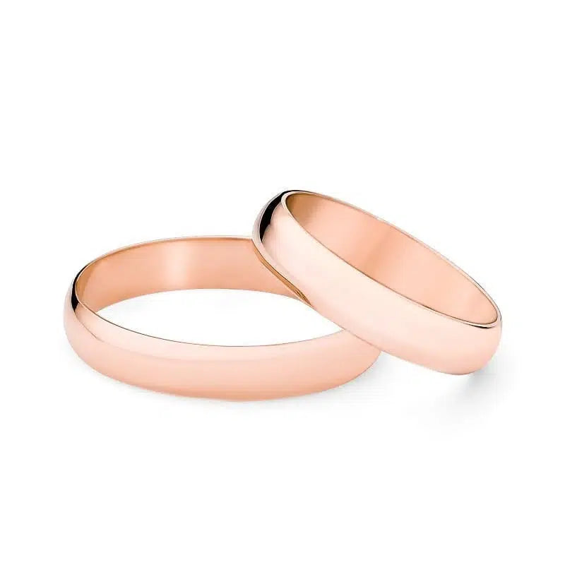 Alianzas de boda clásicas semicirculares de oro rosa 4 mm