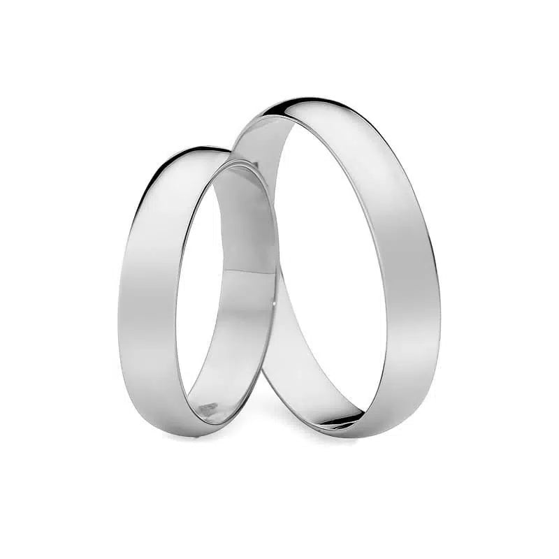 Alianzas de boda clásicas semicirculares de oro blanco 4 mm