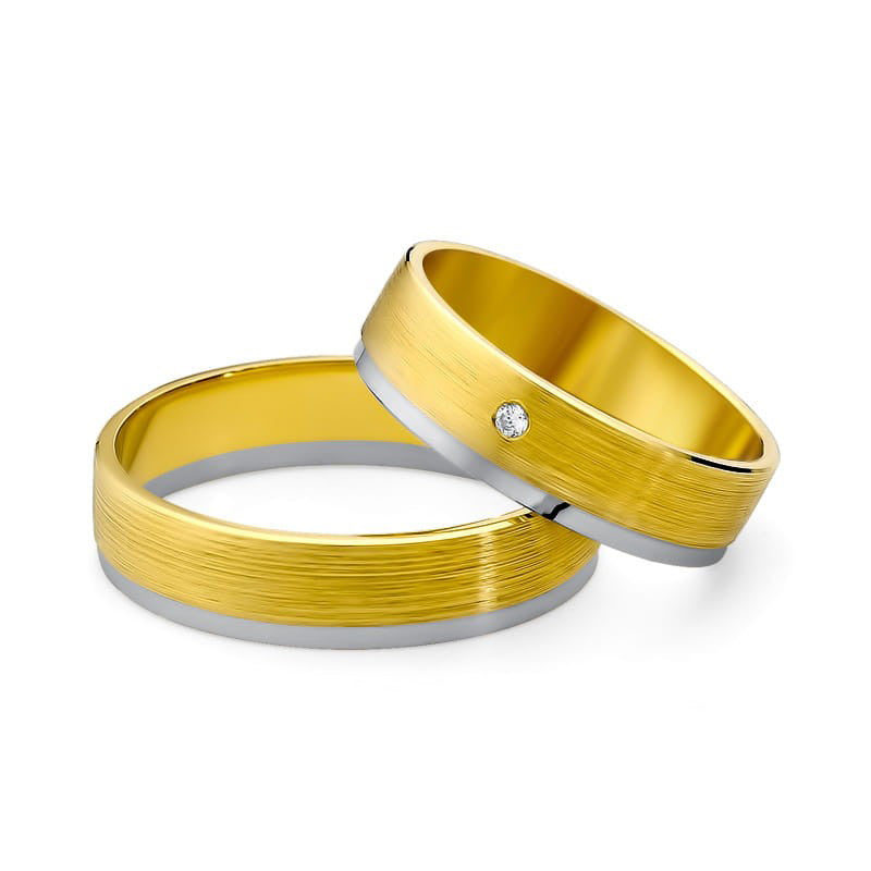 Bicolor Eheringe Gelbgold und Weißgold mit Zirkon