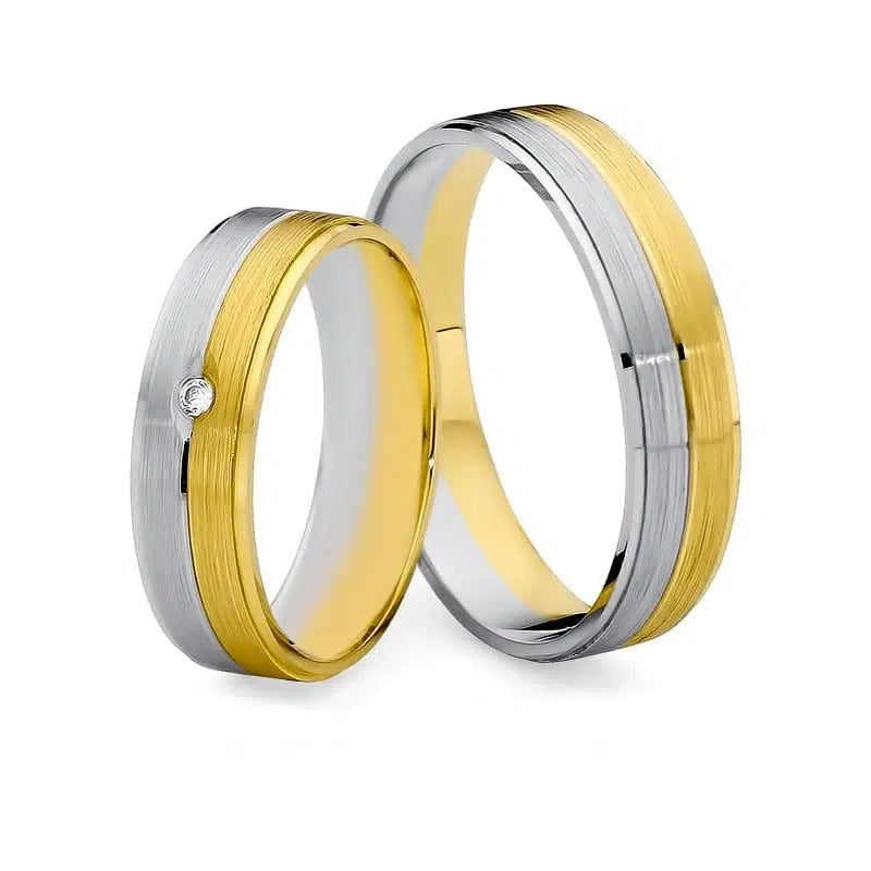 Bicolor Eheringe Satiniert mit Zirkon