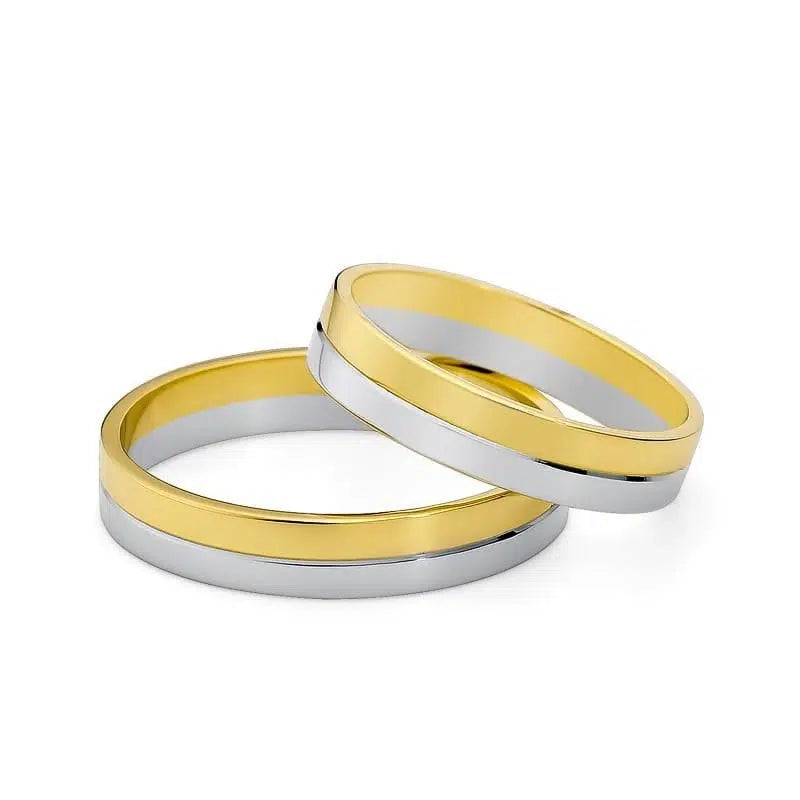 Fedi Nuziali Piatte Bicolore Oro Giallo e Bianco