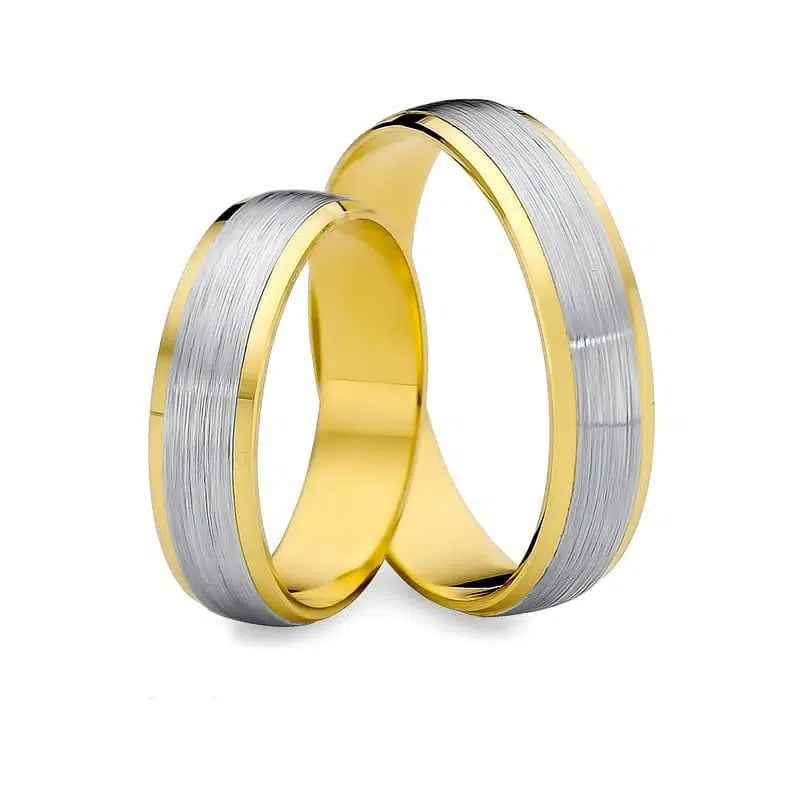 Satiniert Bicolor Eheringe Halbrund