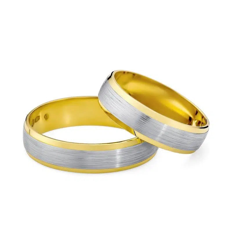 Two-Tone Satin Semi-Circular Wedding Bands