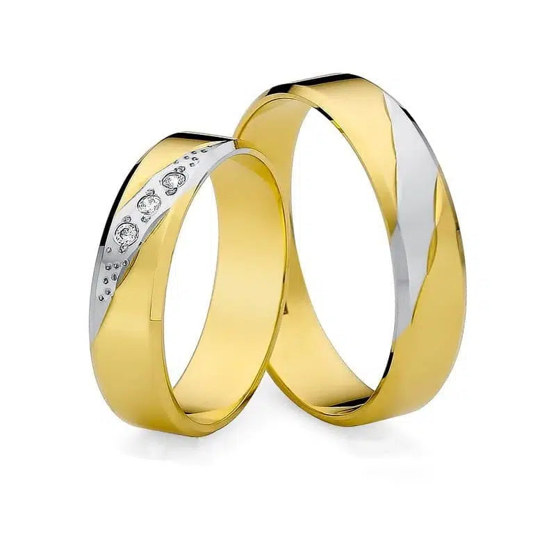 Bicolor Glänzende Trauringe mit Zirkonia