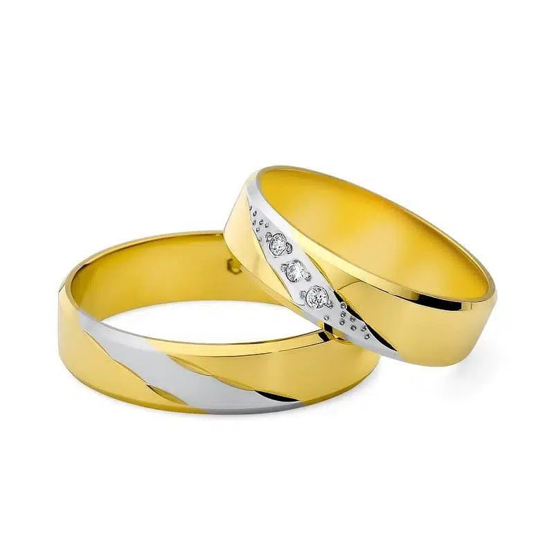 Bicolor Glänzende Trauringe mit Zirkonia