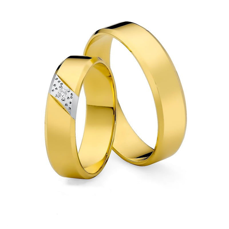 Flache Bicolor Glänzende Trauringe mit Zirkonia