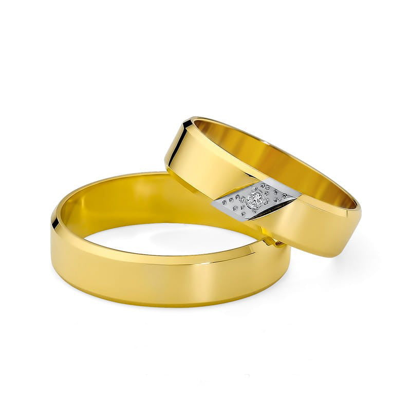 Flache Bicolor Glänzende Trauringe mit Zirkonia