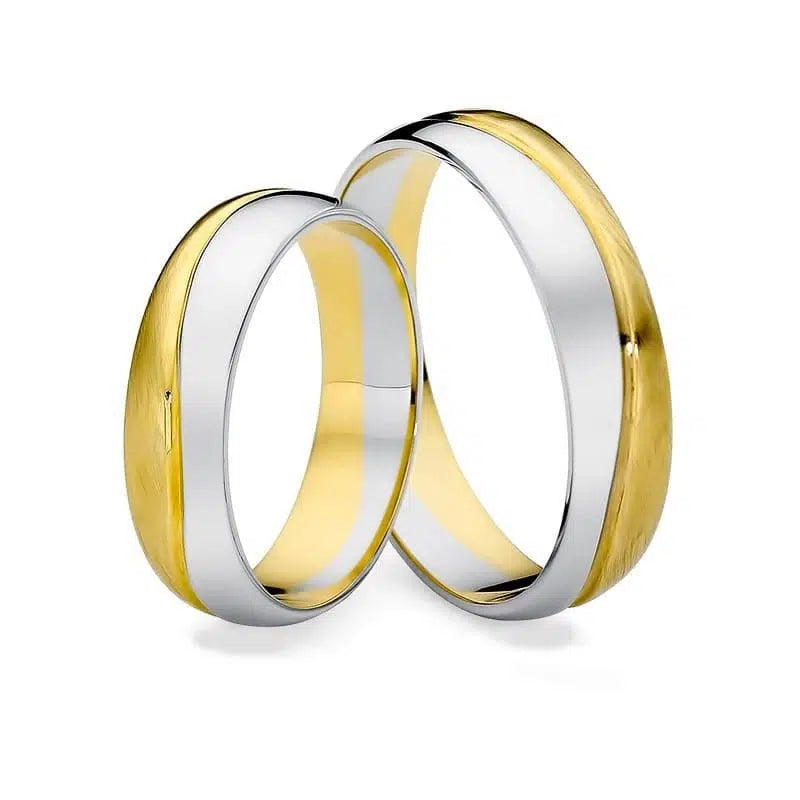 Alianzas de boda bicolor semicirculares con ranura