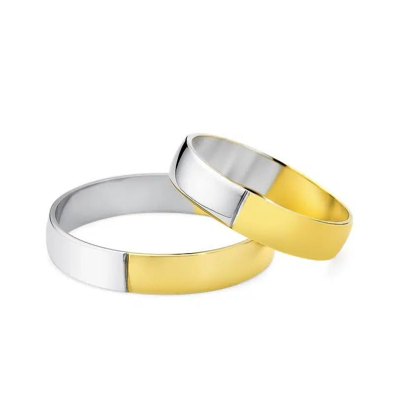 Bicolor Trauringe aus Gelb- und Weißgold, Glänzend