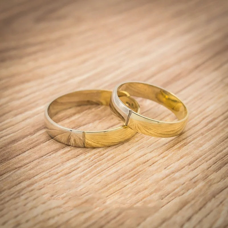 Bicolor Trauringe aus Gelb- und Weißgold, Glänzend