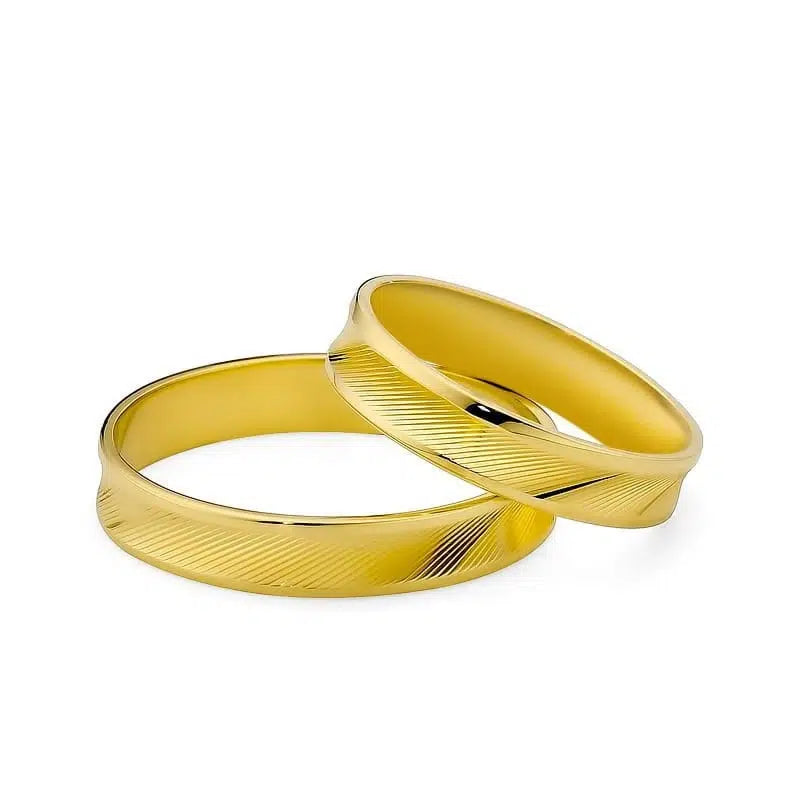 Fedi Nuziali Oro Giallo Concave Diamantate