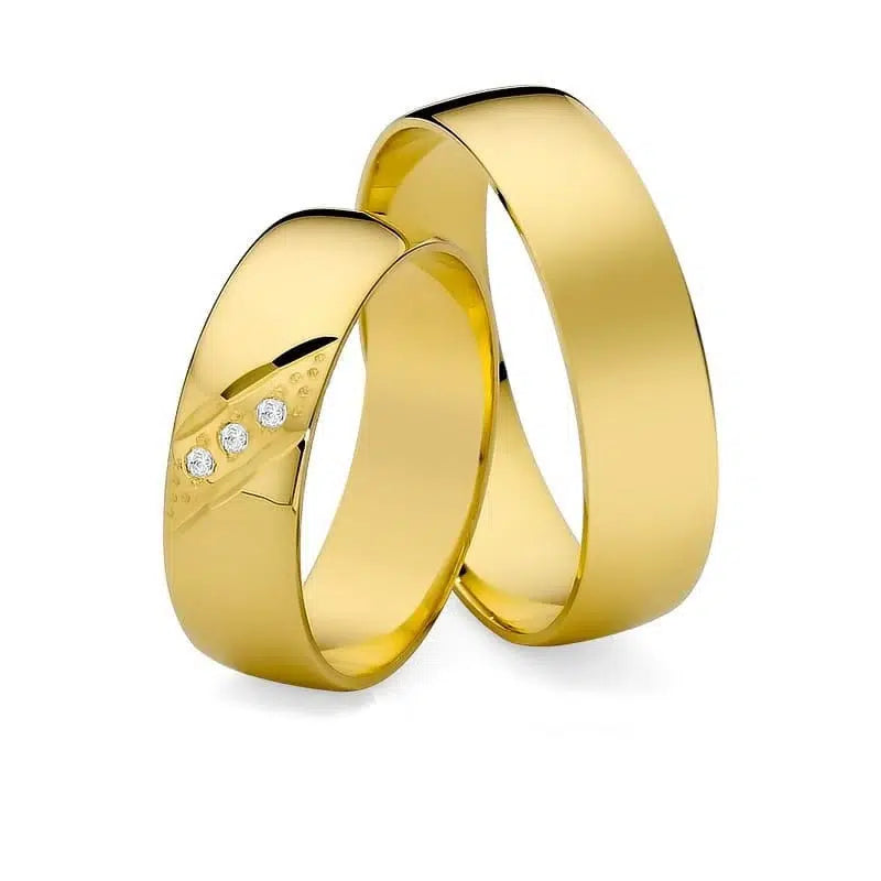 Gelbgold Eheringe mit Zirkon