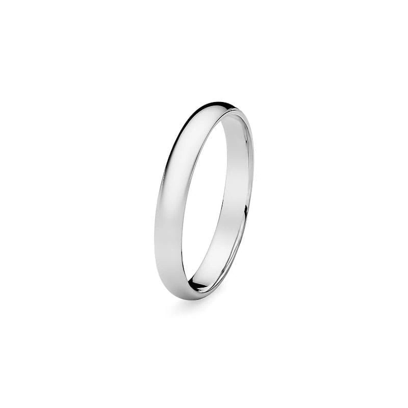 Single Semi-Circular White Gold Wedding Band