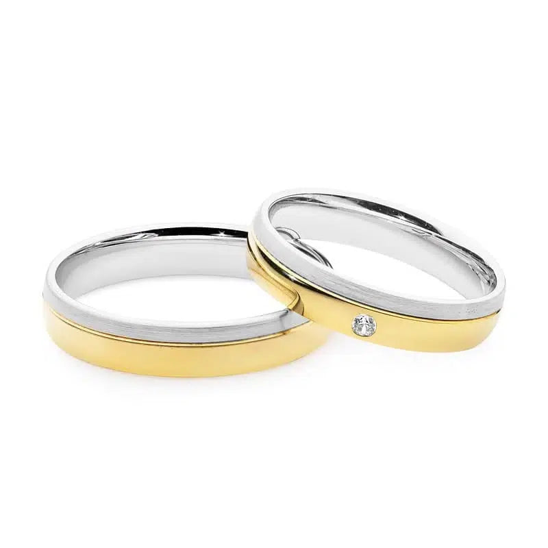 Fedi Nuziali Bicolore Comode Lucide con Zircone