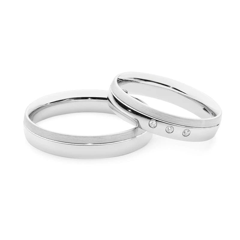 Fedi Nuziali Oro Bianco Stondate con Zircone