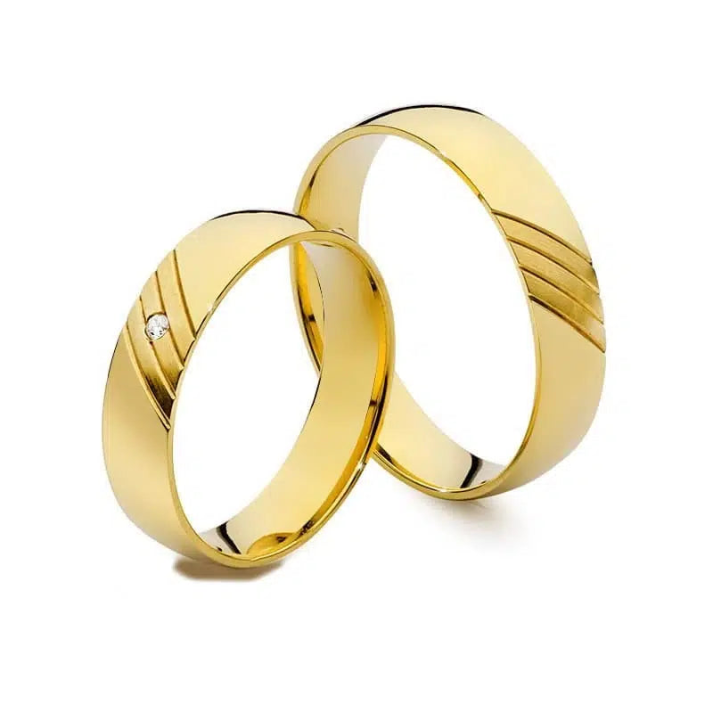 Fedi Nuziali Oro Giallo Satinato Stondate con Zircone