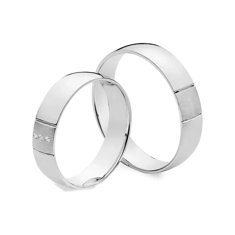 Glänzende weiße Gold-Hochzeitsringe mit Zirkonia
