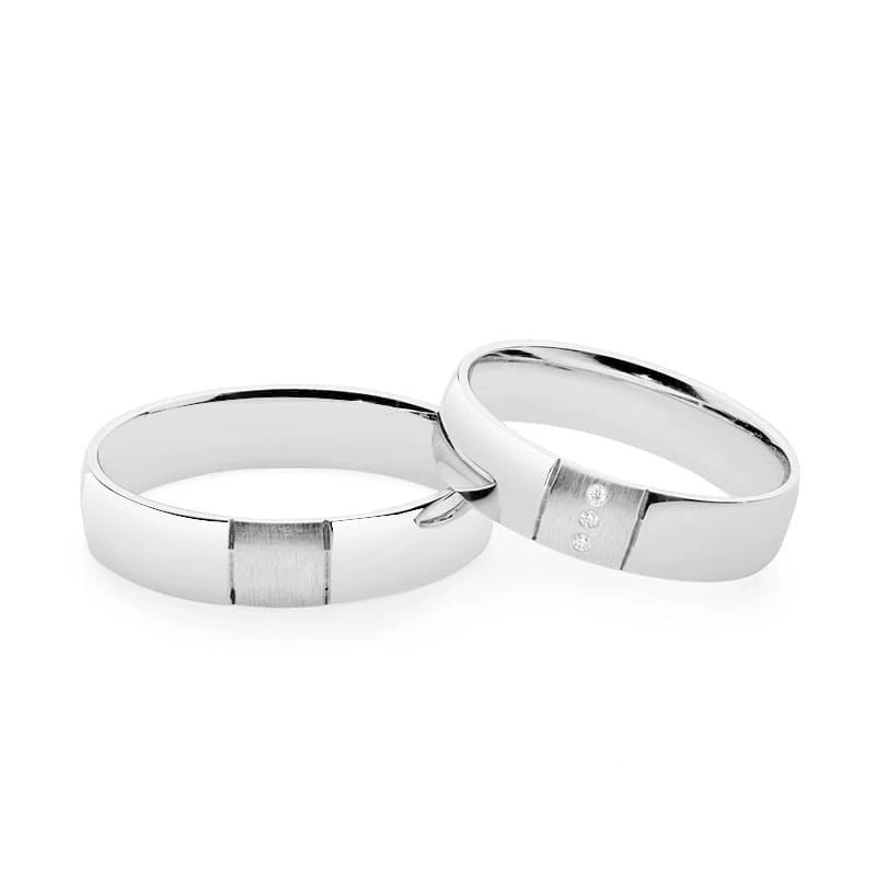 Glänzende weiße Gold-Hochzeitsringe mit Zirkonia