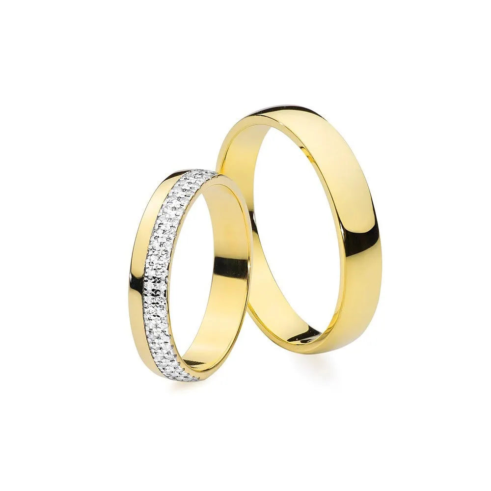 Fedi Nuziali aus Gelbgold, glänzend mit Zirkon-Pavé