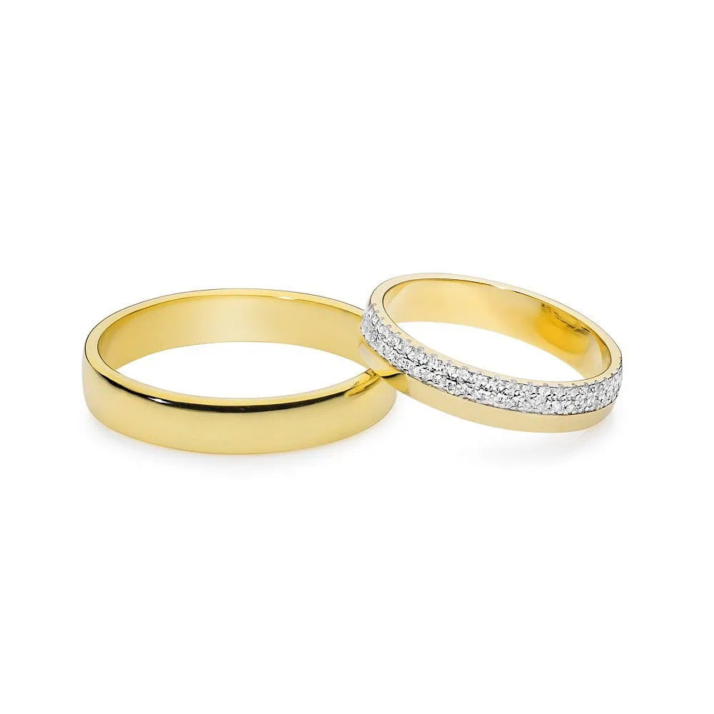 Fedi Nuziali aus Gelbgold, glänzend mit Zirkon-Pavé