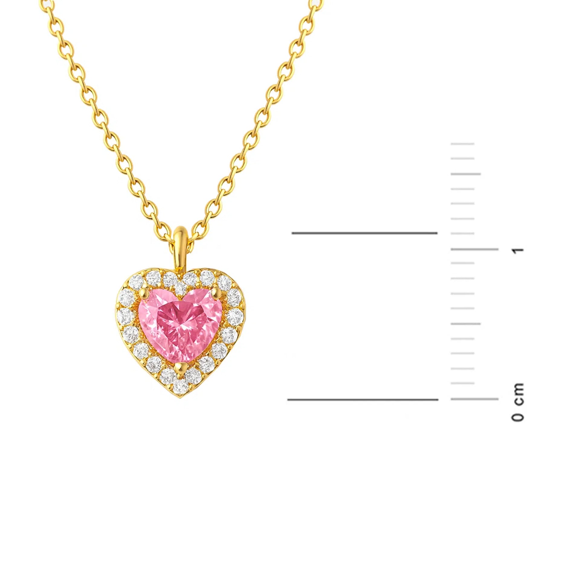Silver Set with Pink Heart and Zircon Pavé