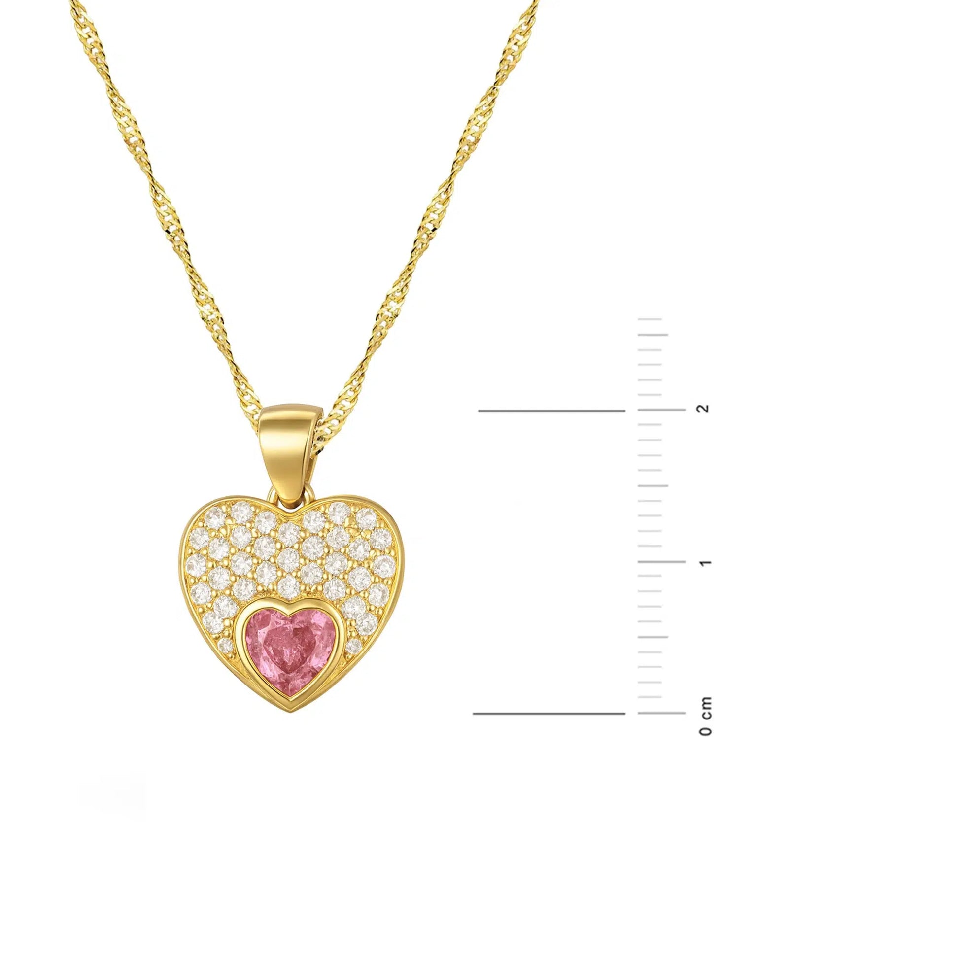 Silver Set with Pink Heart and Zircons