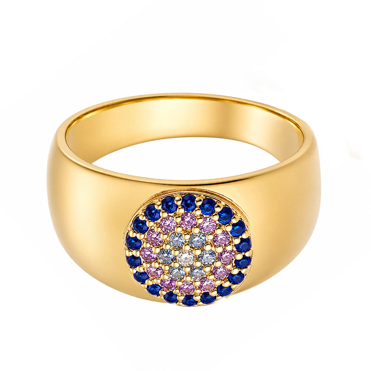 Siegelring aus Gold mit blauem Zirkonia