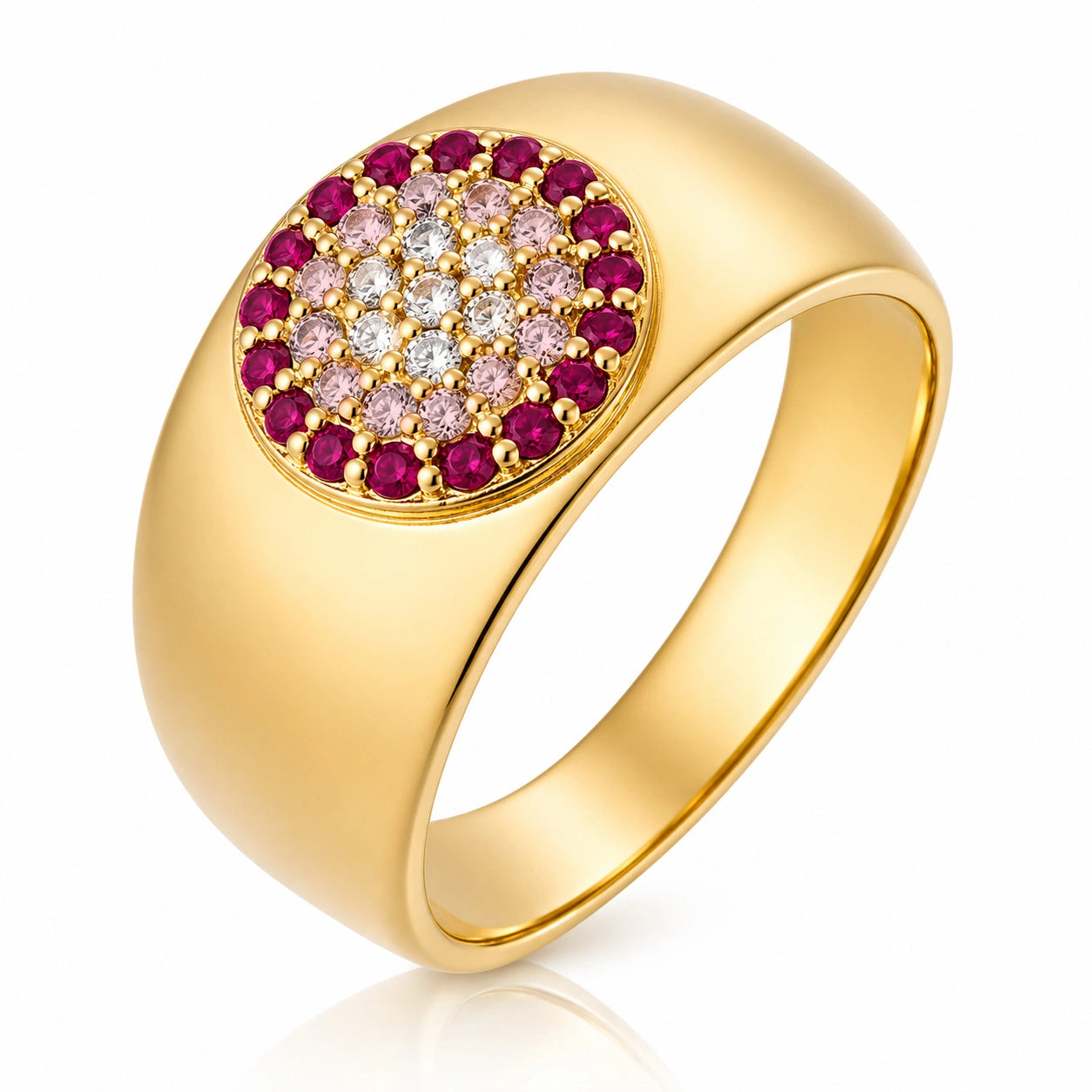 Siegelring aus Gold mit rotem Zirkonia