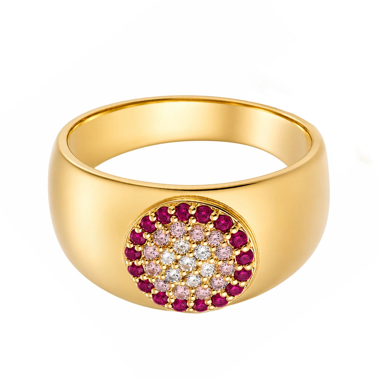 Siegelring aus Gold mit rotem Zirkonia